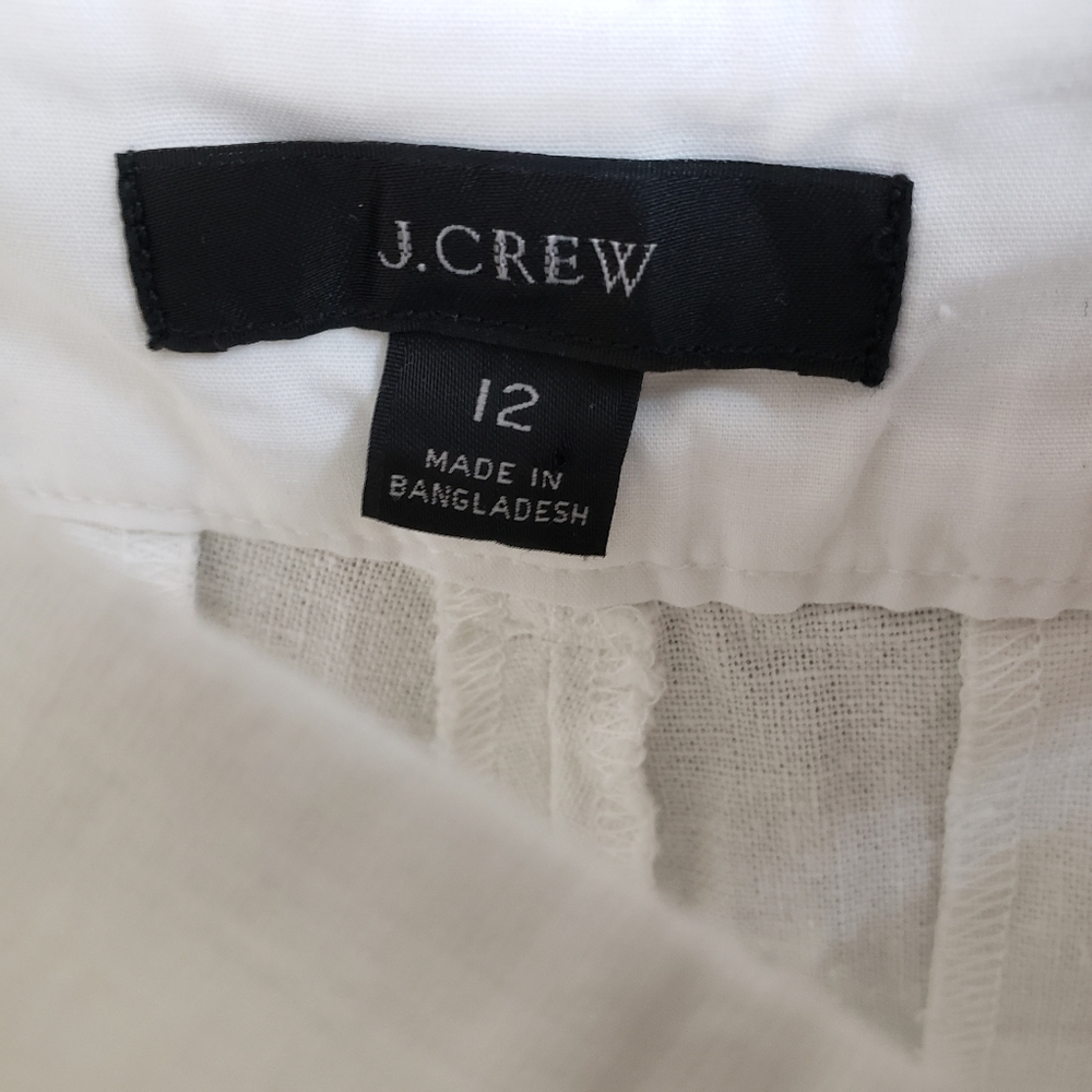 J CREW Scalloped Linen Blend Shorts White Sz 12 - Picture 3 of 3